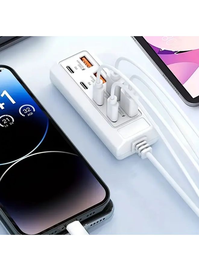 محول USB 25 واط مع 8 منافذ، قاعدة شحن سريع 4 USB و4 PD، شاحن مدمج متعدد الأجهزة - Image 3