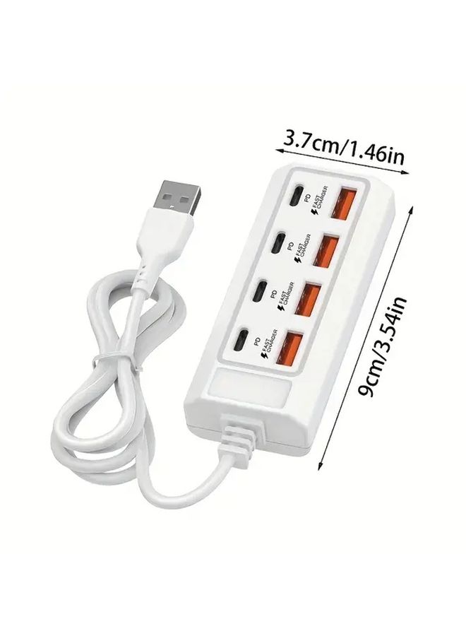 محول USB 25 واط مع 8 منافذ، قاعدة شحن سريع 4 USB و4 PD، شاحن مدمج متعدد الأجهزة - Image 4