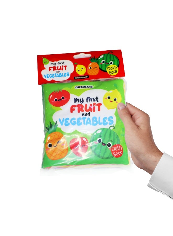 Dreamland Baby My First Cloth Book Fruit and Vegetables with Squeaker and Crinkle Paper, Non-Toxic Early Educational Toy for Toddler, Infants - Image 2