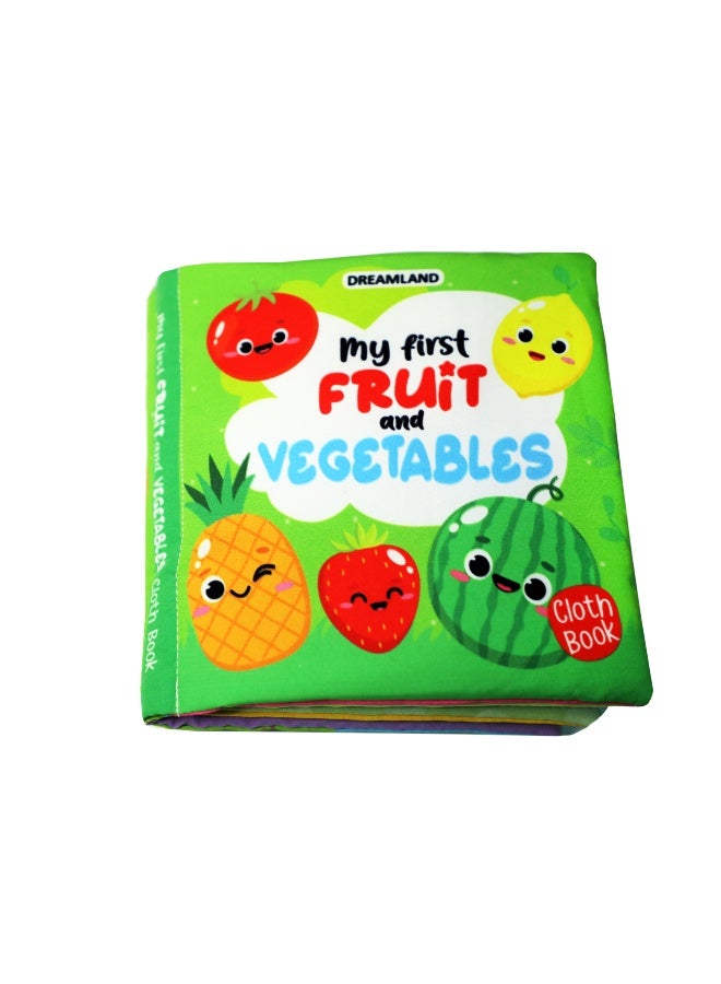 Dreamland Baby My First Cloth Book Fruit and Vegetables with Squeaker and Crinkle Paper, Non-Toxic Early Educational Toy for Toddler, Infants - Image 1