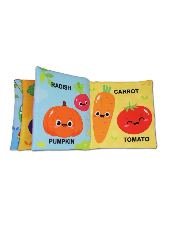 Dreamland Baby My First Cloth Book Fruit and Vegetables with Squeaker and Crinkle Paper, Non-Toxic Early Educational Toy for Toddler, Infants - Image 4