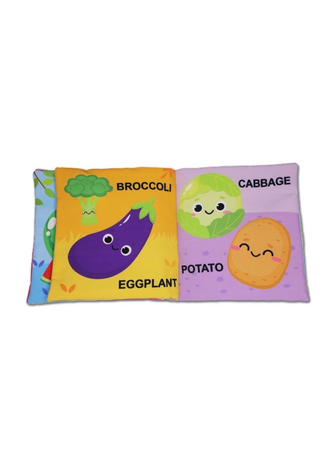 Dreamland Baby My First Cloth Book Fruit and Vegetables with Squeaker and Crinkle Paper, Non-Toxic Early Educational Toy for Toddler, Infants - Image 5