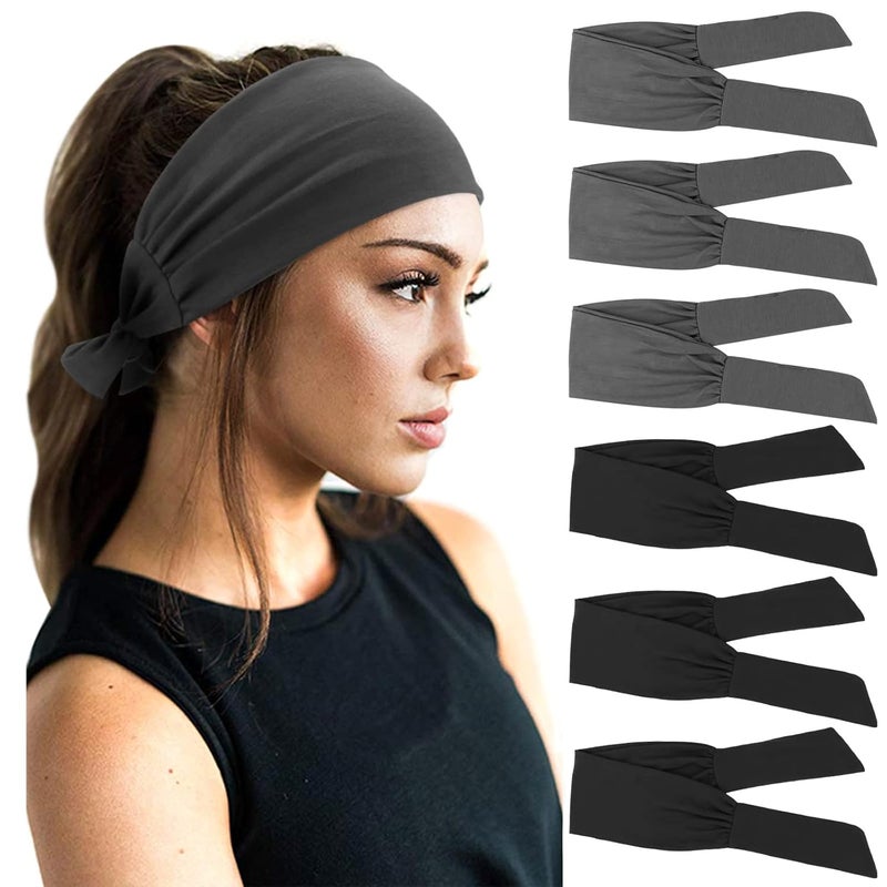 DRESHOW 6 PCS Adjustable Headbands for Women Knotted Headbands Elastic NonSlip Fashion Hair Bands for Workout Sports Running Yoga