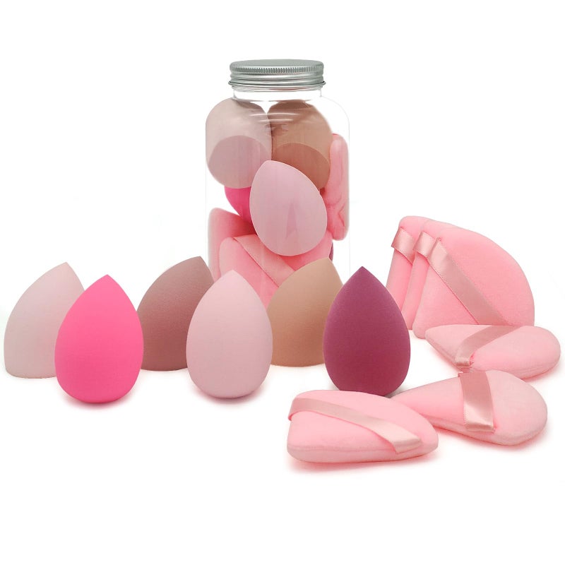 Scartink 6+6 Professional Makeup Sponge Set,2.76 inch Portable Soft Sponge Setting Face Puffs,Multicolor Makeup Blending Sponge Cosmetic Applicator for Loose Powder,Liquid,Facial Makeup Toolsï¼ˆPink) - Image 1