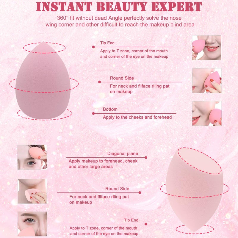 Scartink 6+6 Professional Makeup Sponge Set,2.76 inch Portable Soft Sponge Setting Face Puffs,Multicolor Makeup Blending Sponge Cosmetic Applicator for Loose Powder,Liquid,Facial Makeup Toolsï¼ˆPink) - Image 3