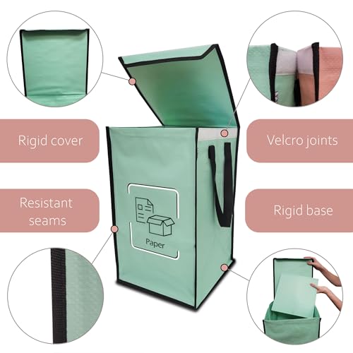 NYIKA - Recycling Organizer - Reusable Recycling Bags - Recycling Sorter - Trash Sorting Bins - 3 Compartment Recycle - Pack of 3 Bags with Lid (Mediterranean) - Image 2