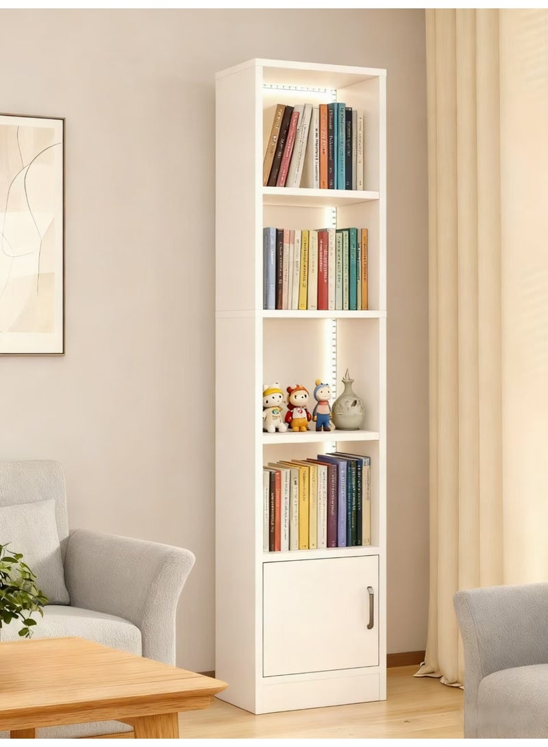 رف كتب خشبي قائم بذاته بخمس طبقات، رف تخزين للعرض قائم على الأرض مع أضواء RGB، مناسب للدراسة والمكتب وغرفة النوم وغرفة المعيشة (أبيض، SGG035) - Image 1