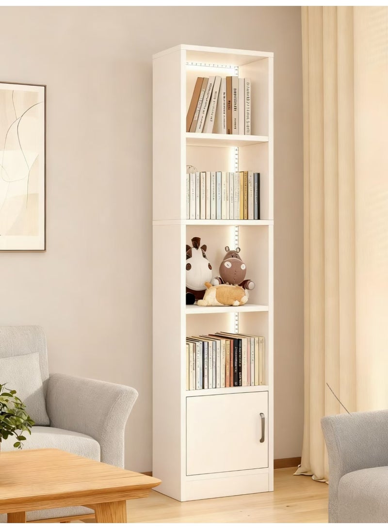 رف كتب خشبي قائم بذاته بخمس طبقات، رف تخزين للعرض قائم على الأرض مع أضواء RGB، مناسب للدراسة والمكتب وغرفة النوم وغرفة المعيشة (أبيض، SGG035) - Image 3