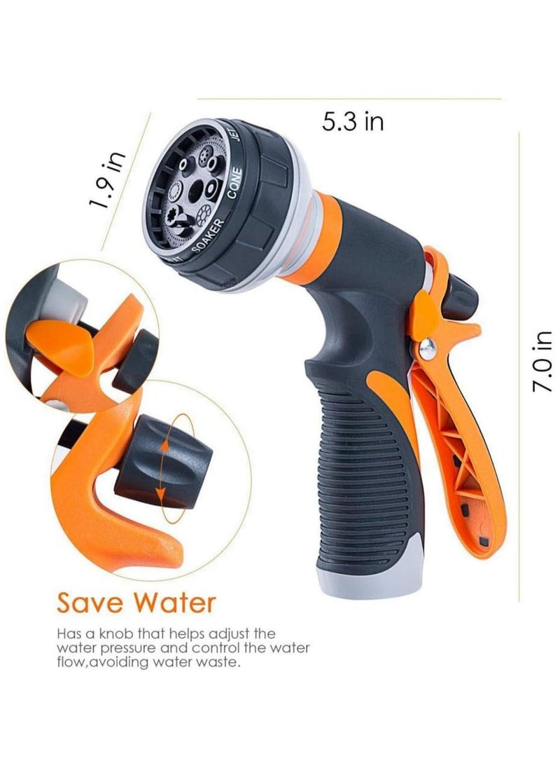 CMGTYYD Garden Hose Nozzle, Garden Water Hose Nozzle Sprayer with 3 Connectors, 8 Adjustable Spray Patterns High Pressure Hand Spray Sprayer Hose Nozzle for Garden Watering Plant Cars Pets Showering
