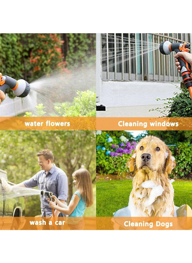 CMGTYYD Garden Hose Nozzle, Garden Water Hose Nozzle Sprayer with 3 Connectors, 8 Adjustable Spray Patterns High Pressure Hand Spray Sprayer Hose Nozzle for Garden Watering Plant Cars Pets Showering