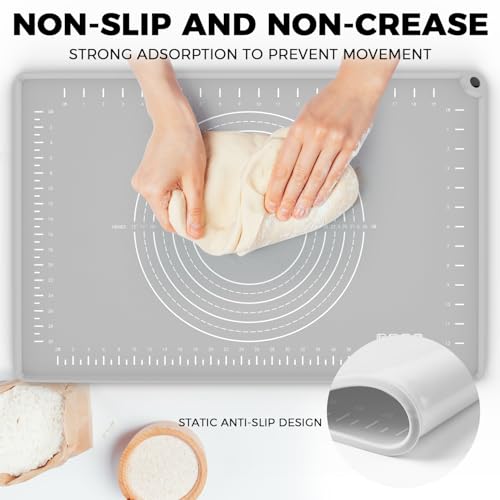 volikos Silicone Baking Mat 28" x 20", Extra Thick Dough Rolling Mat with Measurements and Edge Heightening, Non-stick Food Grade Silicone Pastry Mat for for Pastry, Bread, Cookies, Pizza, Fondant, Pasta - Image 4