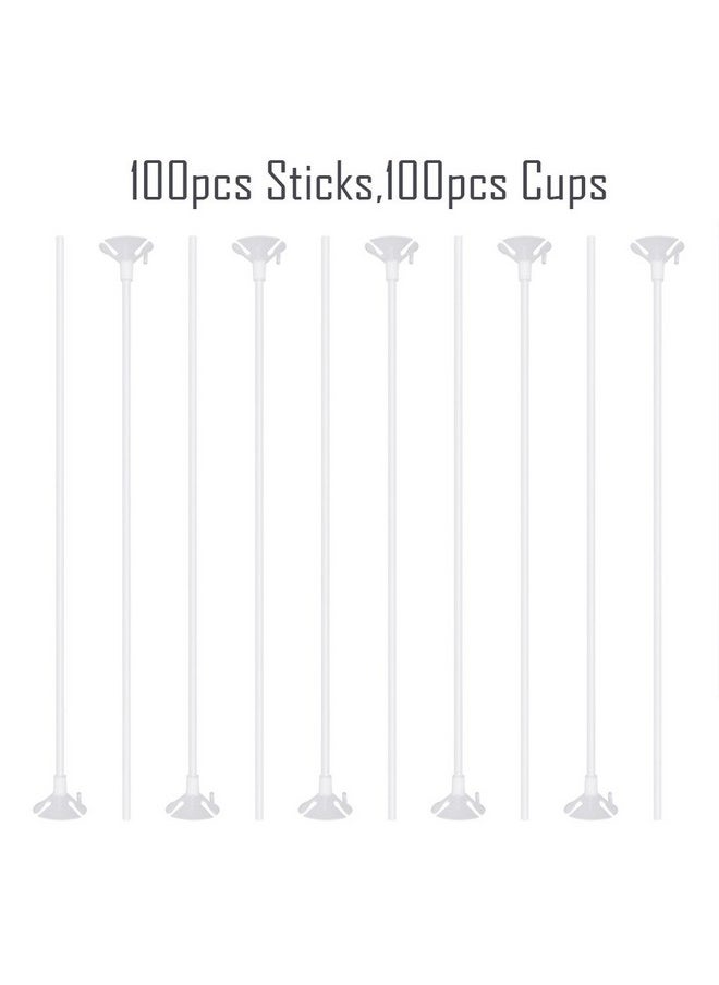 PP OPOUNT - Upgraded Version 100 Pieces White Plastic Balloon Sticks Holders And Cups For Christmas Decoration Party And Wedding Decoration - Image 1