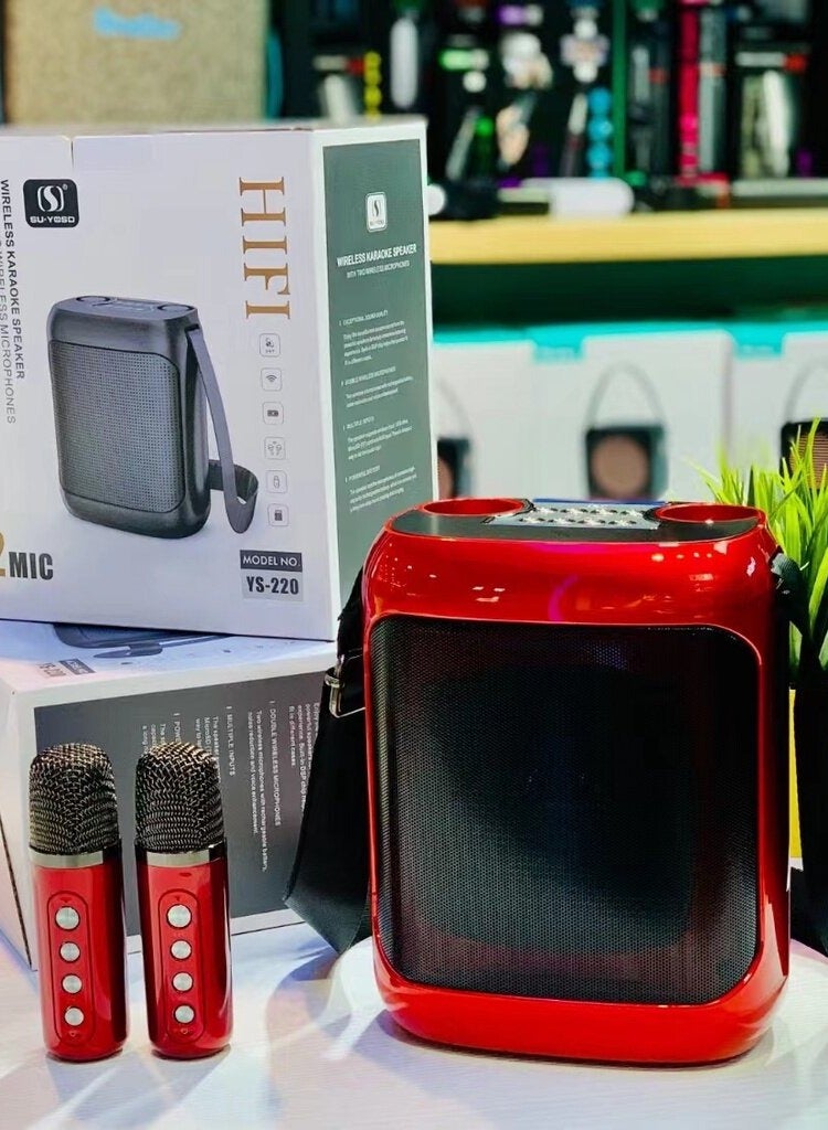 YS-220 Wireless Microphone UHF Dual Portable Handheld Dynamic Karaoke Mic - Image 3