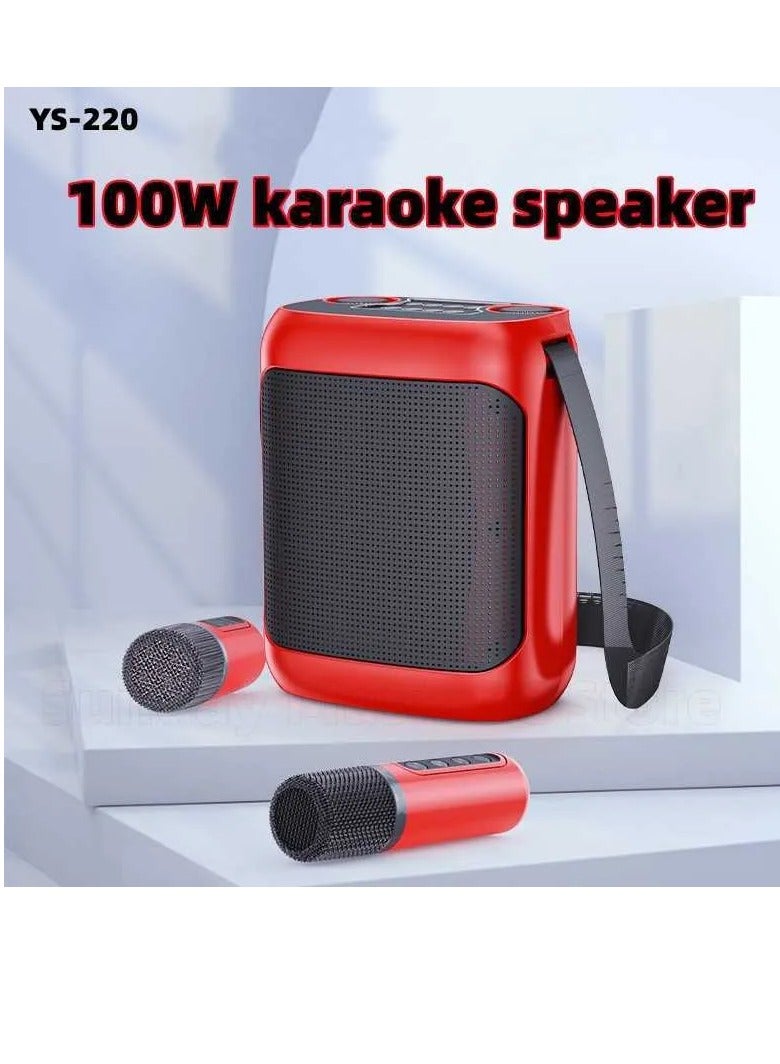 YS-220 Wireless Microphone UHF Dual Portable Handheld Dynamic Karaoke Mic - Image 2