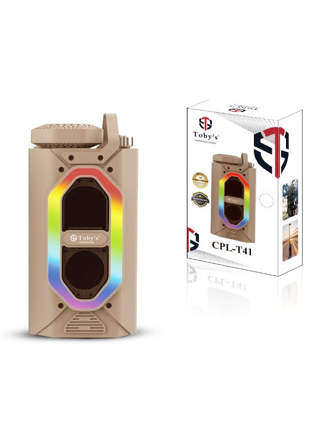 توبيز مكبر صوت بلوتوث محمول من توبي طراز CPL-T41 مزود بإضاءة RGB ومصباح LED قابل للتعديل، مقاوم للماء، لاسلكي للاستخدام الخارجي، مناسب للتخييم والتجمعات والاستخدام المنزلي - Image 1