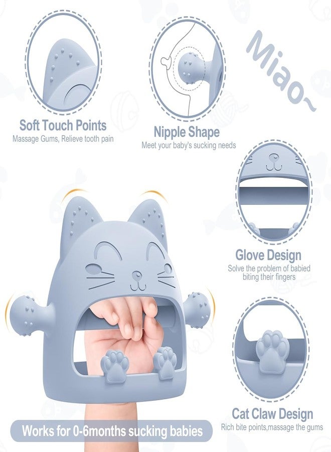 Onomie Baby Teething Toys for Babies 0-6 Months-Baby Teether,Anti-Drop Silicone Mitten Teething Toy for Soothing Sore Gums,Teething Pacifier,Baby Toys 6 to 12 Months-Ideal Baby Travel Essentials for Moms (Light Blue) - Image 2