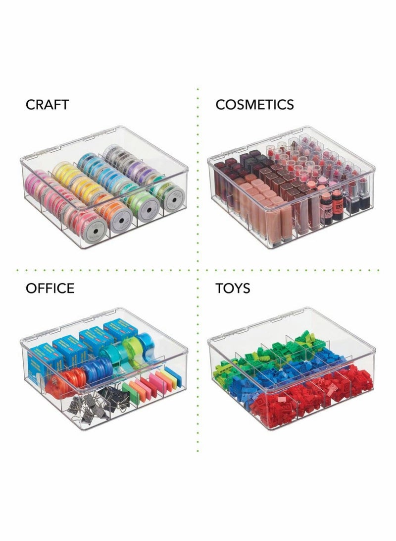 Excefore Plastic Divided Kitchen Organizer Bin Container Box, Packets, Pouches Stackable Fridge Organizers for Freezer, Kitchen, Cabinets - Clear Plastic Pantry Storage Rack,2 Pack, Clear - Image 4