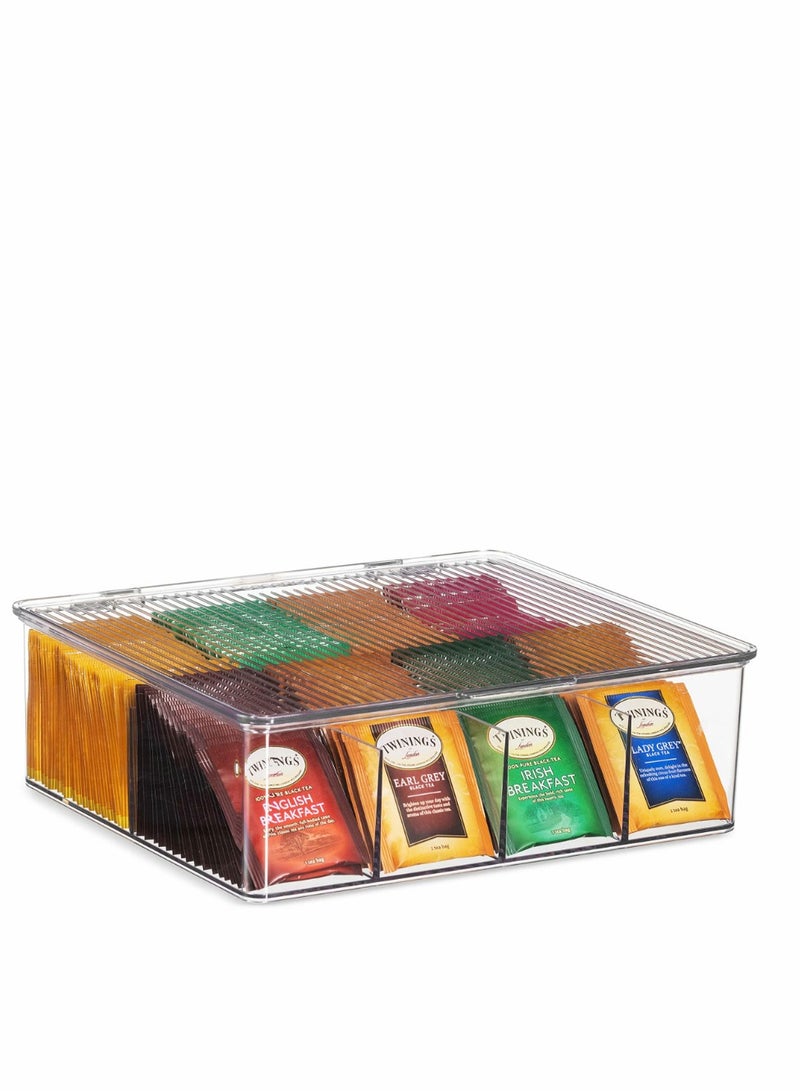 Excefore Plastic Divided Kitchen Organizer Bin Container Box, Packets, Pouches Stackable Fridge Organizers for Freezer, Kitchen, Cabinets - Clear Plastic Pantry Storage Rack,2 Pack, Clear - Image 5