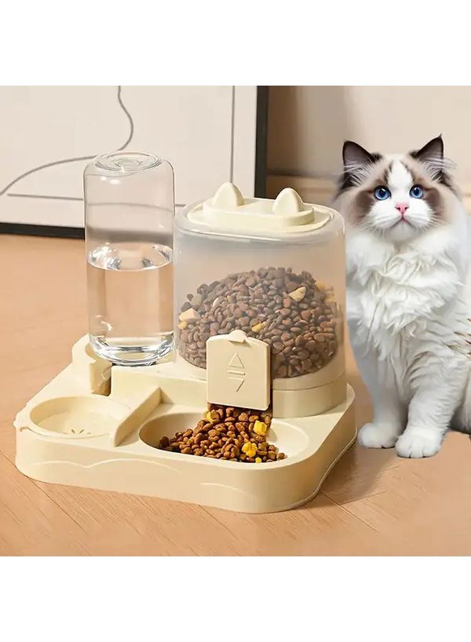 Yellow Automatic Cat Feeder And Water Dispenser Smart Timer Gravity Large Capacity For Multi Cat Households - Image 2