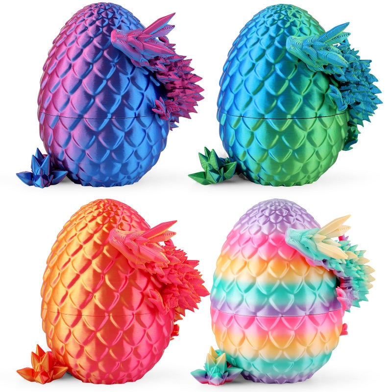 Rapean 8 3D Printed Dragon Eggs Easter Basket Stuffers for Kids and Teens Unique Easter Toys Decor for Children Mysterious Dragon Toys Gifts for Boys Girls 4 Pack - Image 2