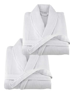 2 Pieces Ultra Absorbent Waffled  Bathrobe Standard Size