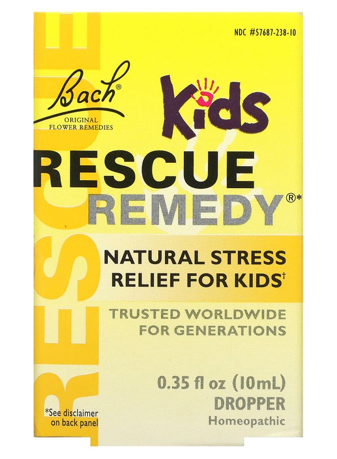 Bach Original Flower Remedies Rescue Remedy Dropper Natural Stress Relief for Kids Alcohol-Free  0.35 fl oz (10 ml)