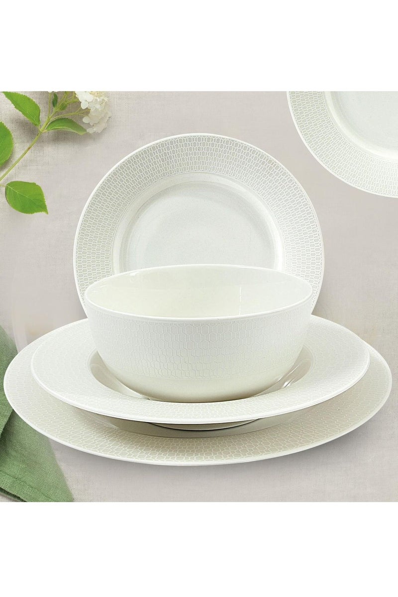 تراست طقم عشاء من البورسلين مكوّن من 16 قطعة باللون الأبيض؛ 4 قطع أطباق عشاء مقاس 27 سم، 4 قطع أطباق شوربة مقاس 22 سم، 4 قطع أطباق جانبية مقاس 20.5 سم، 4 قطع سلطانية مقاس 14 سم. - Image 2