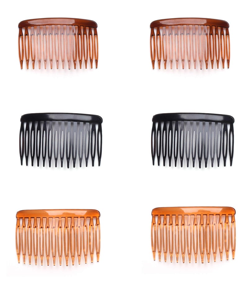 Ruwado 6 Pcs 14 Teeth Hair Side Comb Transparent Twist French Vintage Style Hair Clips Pins Accessories for Women Girls Bridal Wedding Veil Fine Hair - Image 1