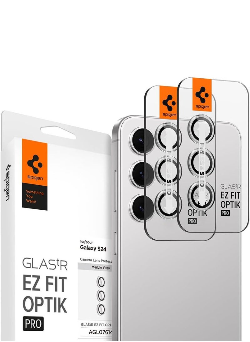 Spigen واقي عدسة الكاميرا GLASTR EZ-Fit Optik PRO لجهاز Samsung Galaxy S24 [عبوة من قطعتين] - رمادي رخامي  - Image 1