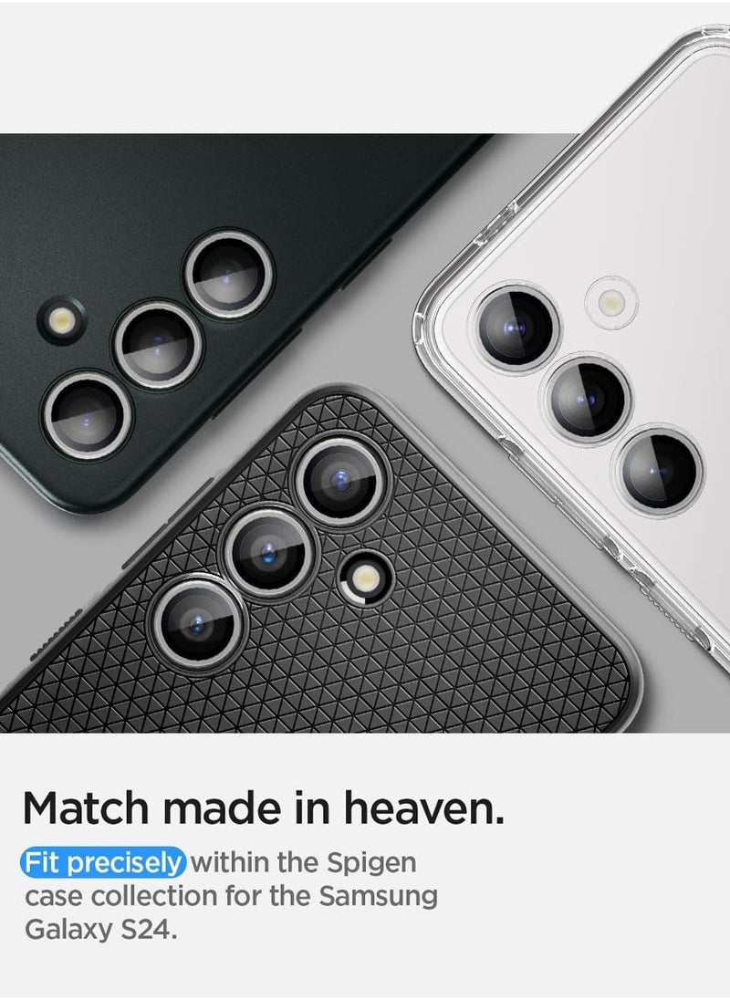Spigen - واقي عدسة الكاميرا GLASTR EZ-Fit Optik PRO لجهاز Samsung Galaxy S24 [عبوة من قطعتين] - رمادي رخامي - Image 1