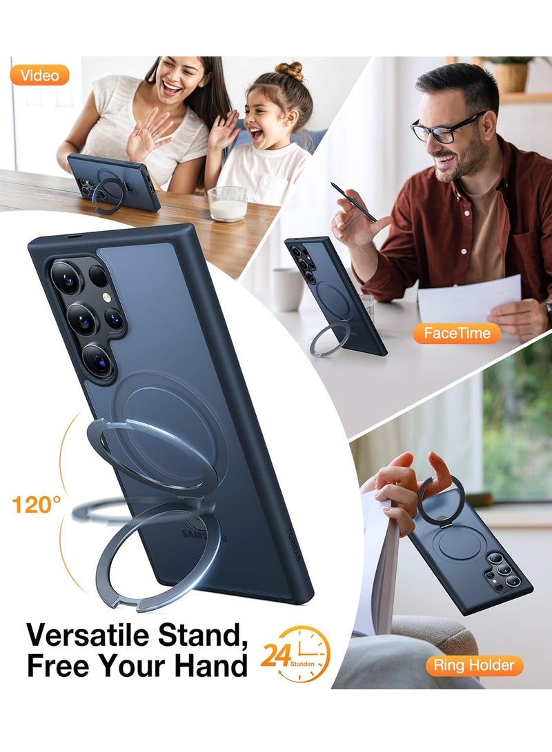 Magnetic Stand for Samsung Galaxy S25 Ultra Case, [Fit for Magsafe] [Mil Grade Drop Tested] Ring Shockproof Translucent Slim Protective Phone Case for Samsung S25 Ultra Case, Black - Image 2