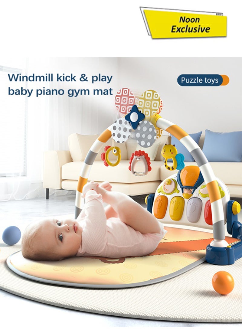 COGNIKIDS Brown Baby Play Gym Mat with Piano & Lights | Infant Activity Mat with Music, Rattles & Hanging Toys | Sensory Development Gym for Newborns & Toddlers 0+ Months bear - Image 1