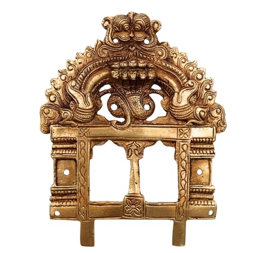 Bhunes Brass Prabhavali with Sheshnag Arch | Handcrafted Prabhawali Frame for Deity Idol | Traditional Temple Wall Hanging for Mandir Home Pooja Room Decor | Gold 7 Inch, 1 Piece - Image 2