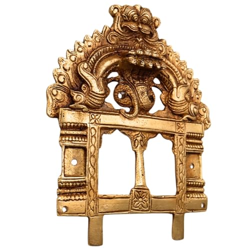 Bhunes Brass Prabhavali with Sheshnag Arch | Handcrafted Prabhawali Frame for Deity Idol | Traditional Temple Wall Hanging for Mandir Home Pooja Room Decor | Gold 7 Inch, 1 Piece - Image 4