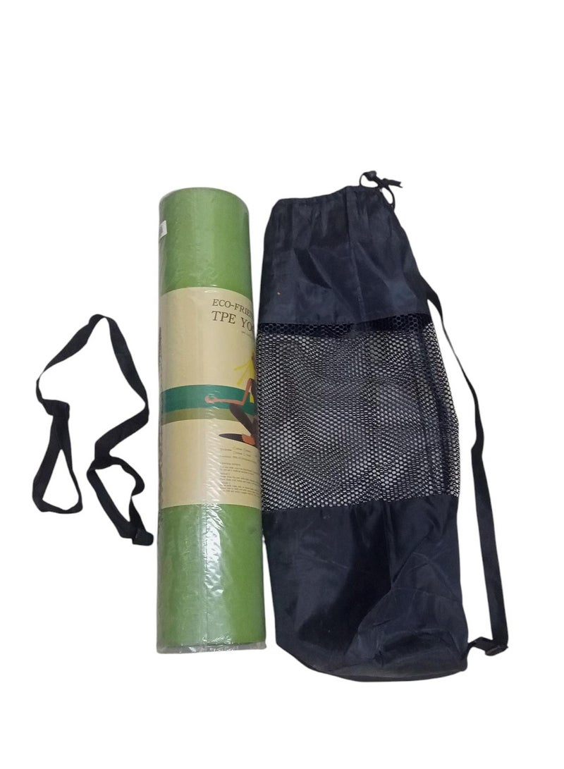 Generic Anti-slip yoga mat made of environmentally friendly thermoplastic rubber, suitable for Pilates and gymnastics exercises, comes with a carrying strap and a storage bag / 3 pieces green  - Image 3