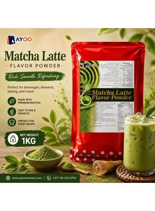 Ayoo Matcha Latte Flavor Powder 1kg | Premium Green Tea Drink Mix | Matcha Latte, Bubble Tea, Smoothies, Baking & Desserts - Image 3