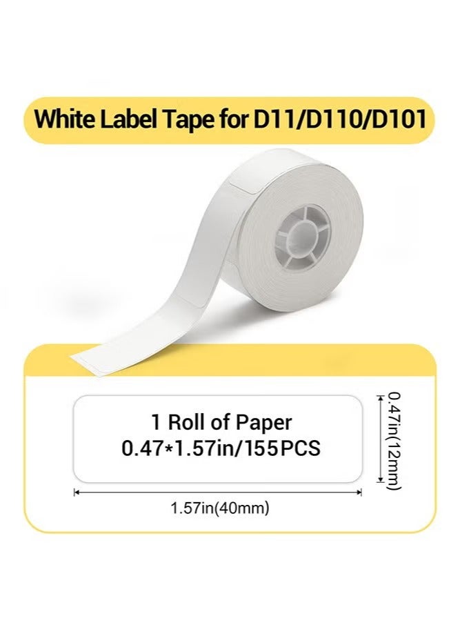 NIIMBOT D11/D110/D101 Label Maker Tape Adhesive White Label Sticker Waterproof Thermal Label Paper for Barcode Printing 12*40mm White - Image 2