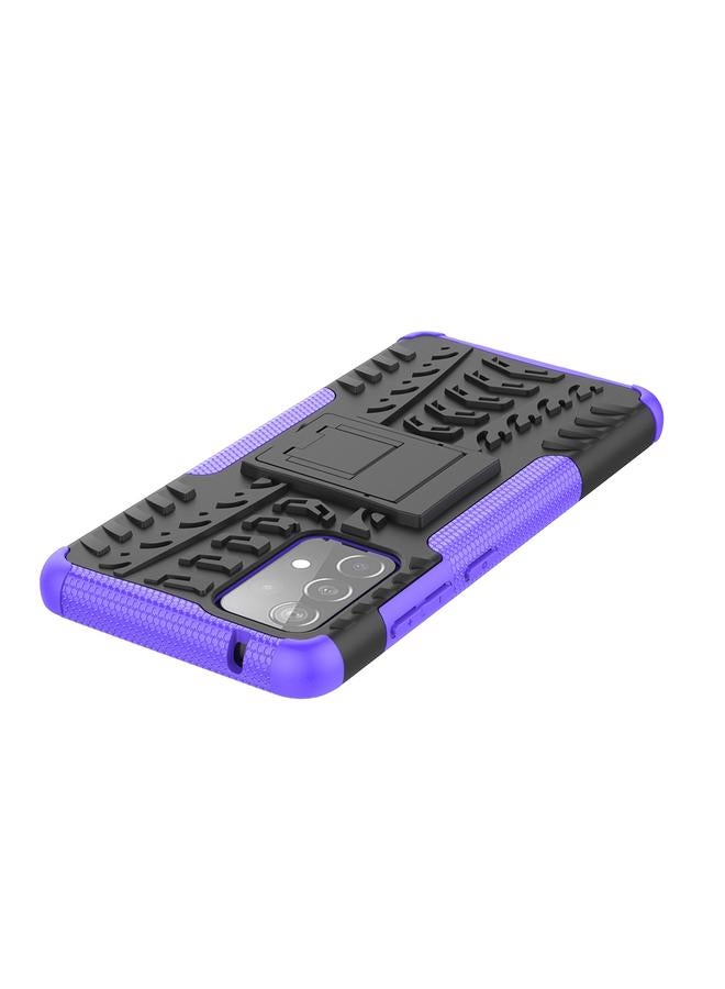 S-TOP Case For Samsung Galaxy A52 5G / 4G Tire Texture Shockproof TPU+PC Protective Case with Holder - Image 5