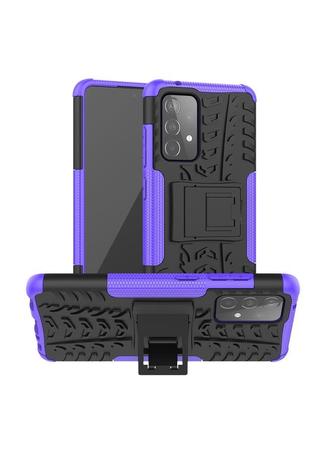 S-TOP Case For Samsung Galaxy A52 5G / 4G Tire Texture Shockproof TPU+PC Protective Case with Holder - Image 1