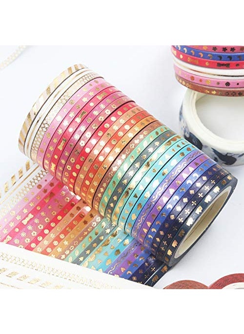 ELEPHANTBOAT - ELEPHANTBOAT® Washi Tape, Scrapbook Tape Craft Supplies 3mm Wide for DIY, Decorative Craft, Gift Wrapping, Scrapbooking 24rolls (3mm*5M) - Image 1