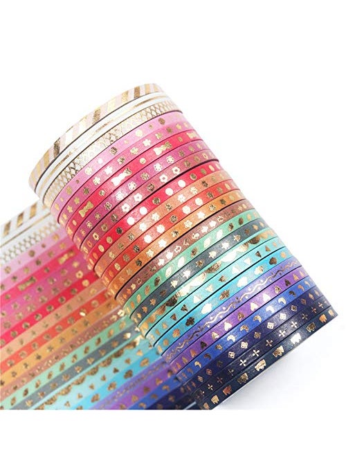 ELEPHANTBOAT - ELEPHANTBOAT® Washi Tape, Scrapbook Tape Craft Supplies 3mm Wide for DIY, Decorative Craft, Gift Wrapping, Scrapbooking 24rolls (3mm*5M) - Image 1
