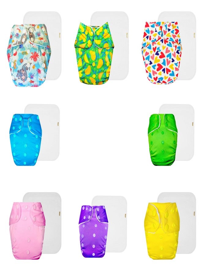 Dumbledo Premium Cloth Diaper with Cotton Insert (Pack of 8) | Soft & Gentle | 6-Layer Absorbent Pad | Easy to Clean | Ideal for Toddlers | 3 Months - 3 Years | Unisex Baby - Image 1