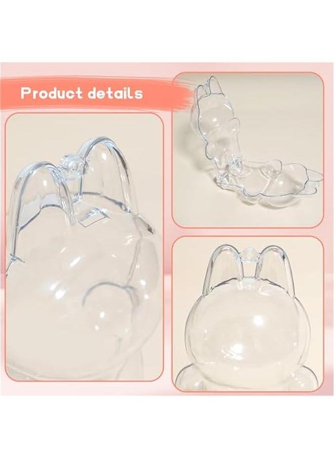 Arabest 1PCS Protective Case Compatible with LABU The Monsters Exciting Macaron - Clear Plastic Box with Keychain & Anti-Loss Silicone Strap,Plastic Clear Display Box(No Doll Included,17CM)  - Image 2