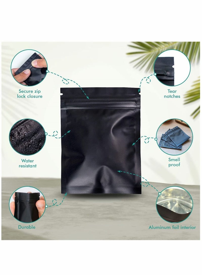 NIBEMINENT Resealable Mylar Bags, Smell Proof Candy Holographic Bags Black Vacuum Seal for Food Storage Coffee Beans, Jewelry Packaging, 100 Pcs, 3 x 4 Inch - Image 3