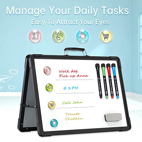 TSJ OFFICE Small Dry Erase White Board - TSJ OFFICE 12" x 16" Mini Easel Desktop Double Sided Whiteboard, Portable Magnetic Board on Table Top with Holder for Drawing, Teacher Instruction, Memo Board - Image 4