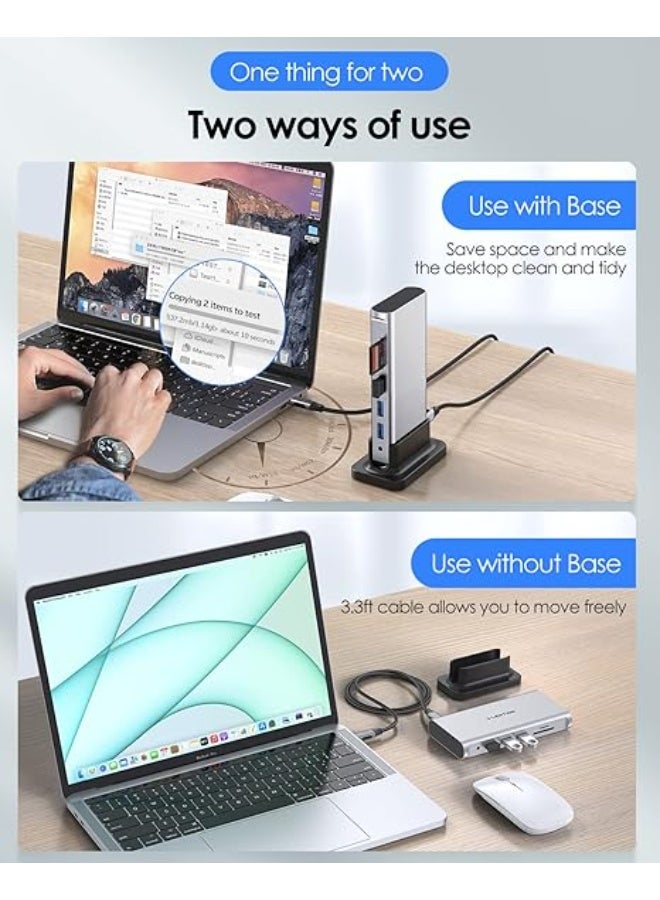 Lention LENTION USB C Docking Station with 100W PD, 4K HDMI, VGA, Ethernet, Card Reader, USB 3.0&Aux Adapter for MacBook Pro, New Mac Air/Surface/Steam Deck, More, Stable Driver Certified(CB-D55, Silver)  - Image 3
