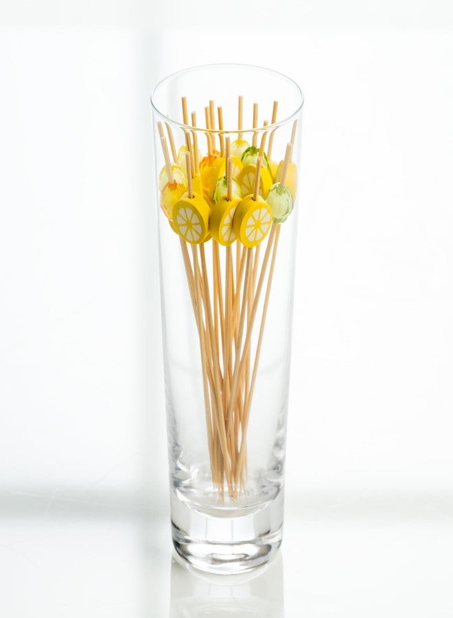 Abbott Collection Lemons Cocktail Picks. 100 Pieces - Bamboo/Wood, Yellow (4.5" L) - Image 2