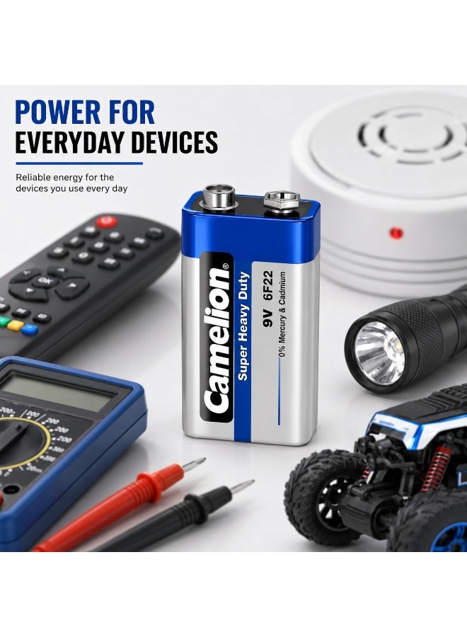 Camelion Super Heavy Duty 9V Battery, Zinc Carbon PP3 Battery for Smoke Alarms, Microphones, Multimeters, Radios & Electronic Devices - Image 4