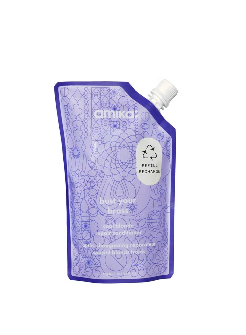 amika Bust Your Brass Cool Blonde Repair Conditioner Refillable Pouch 500ml - Image 4