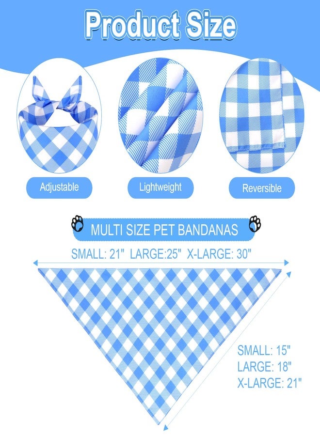 Agroon Dog Bandanas Boy Small 2PCS, Summer Spring Blue Scarf, Durable Triangle Reversible Bibs Handkerchief for Puppy Pet - Image 2
